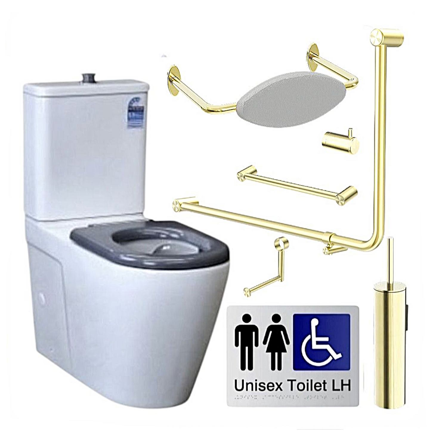 SIGNATURE ACCESSIBLE TOILET BUNDLE - LH OR RH (BRUSHED GOLD) SKU:ATB02‑6