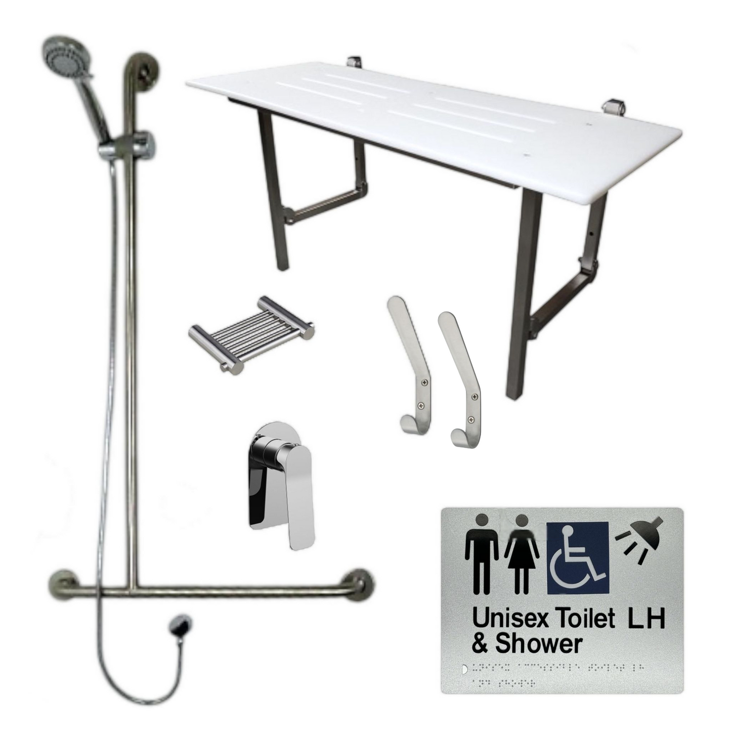 CLASSIC ACCESSIBLE SHOWER BUNDLE - LH OR RH (STAINLESS STEEL) SKU:ASB04‑1