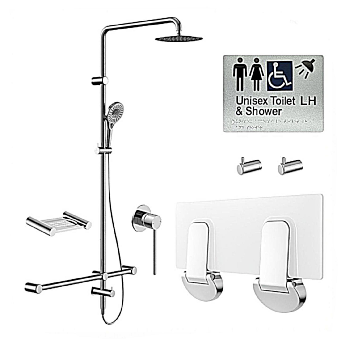 SIGNATURE ACCESSIBLE SHOWER BUNDLE - LH OR RH (CHROME) SKU:ASB04‑3