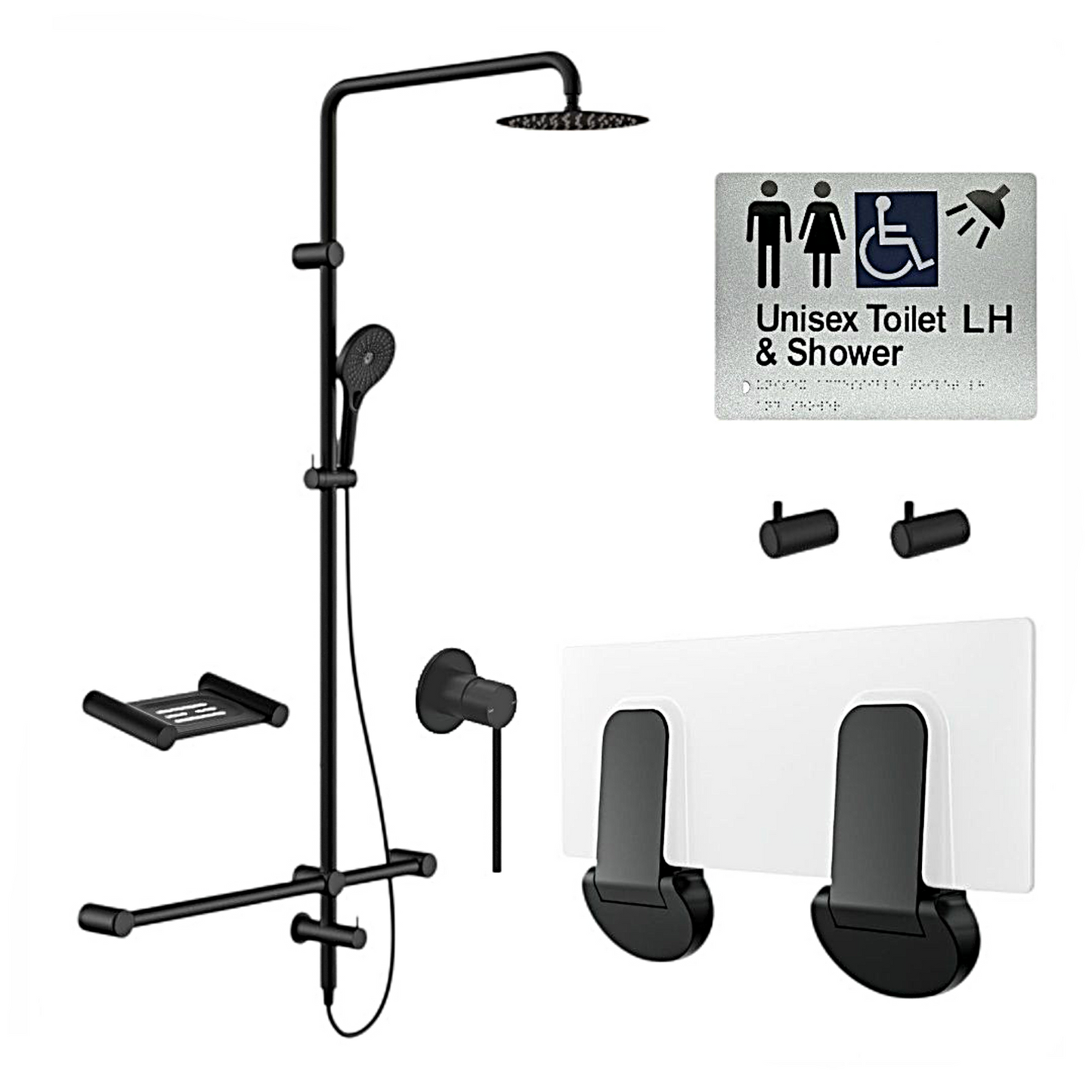 SIGNATURE ACCESSIBLE SHOWER BUNDLE - LH OR RH (MATTE BLACK) SKU:ASB04‑4