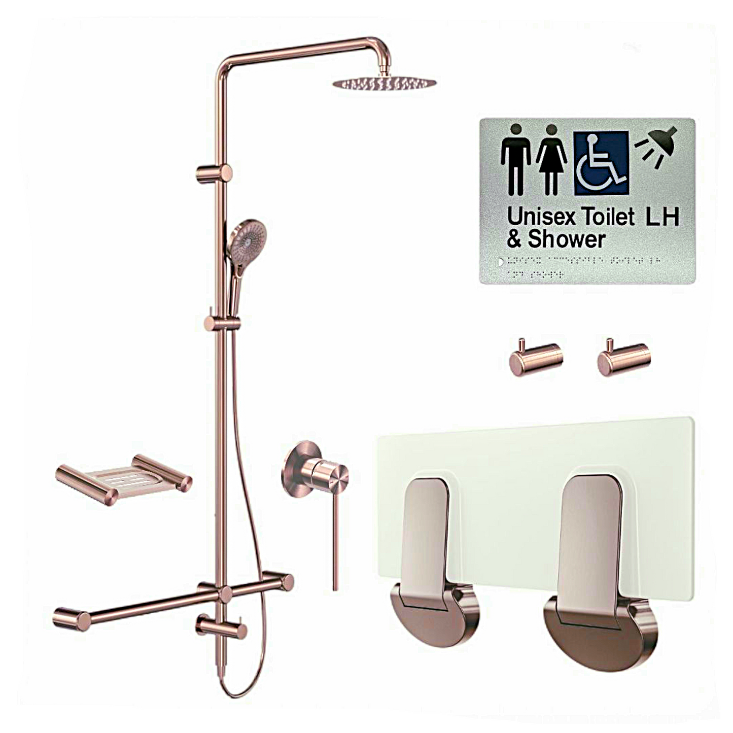 SIGNATURE ACCESSIBLE SHOWER BUNDLE - LH OR RH (BRUSHED BRONZE) SKU:ASB04‑7
