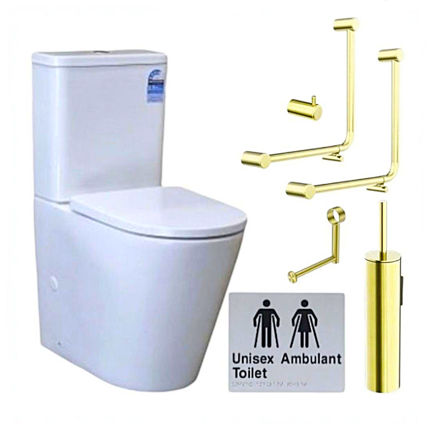 SIGNATURE AMBULANT TOILET BUNDLE (BRUSHED GOLD) SKU:ATB01‑6
