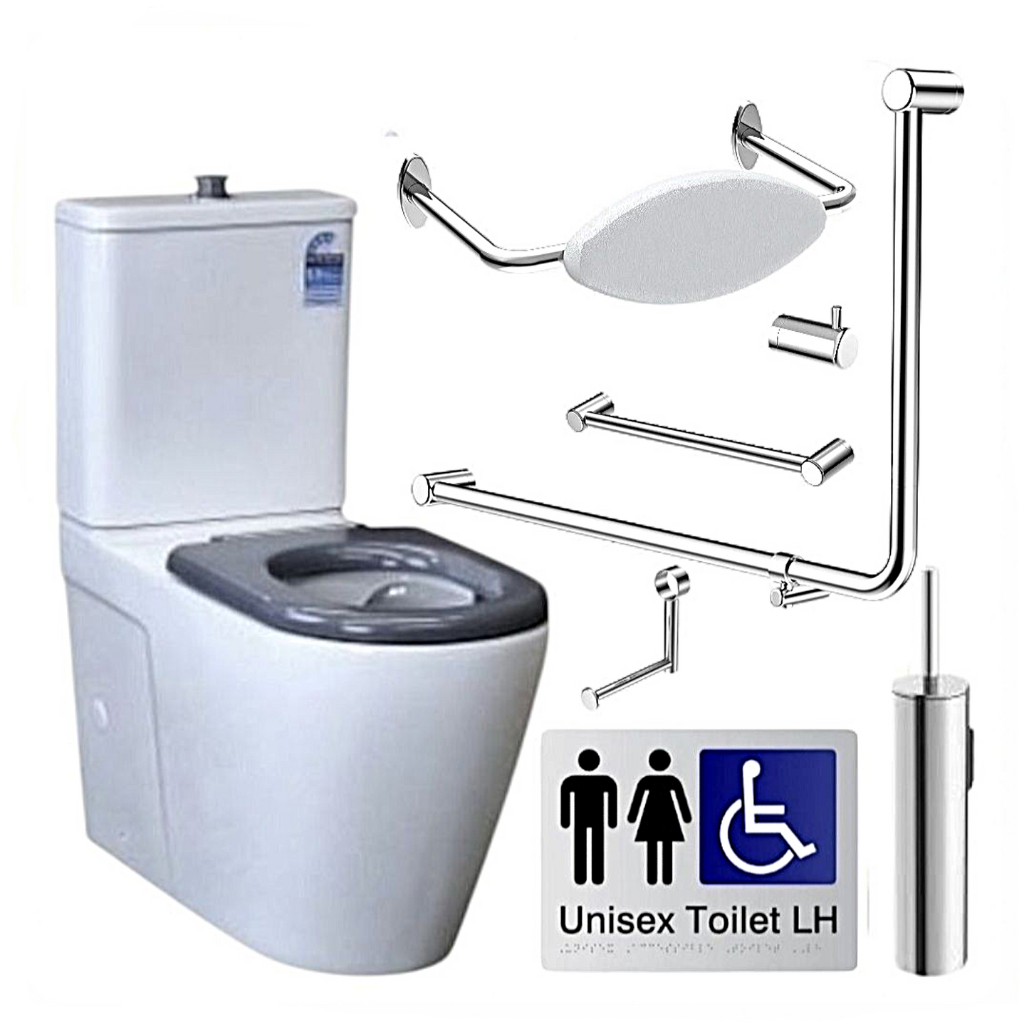 SIGNATURE ACCESSIBLE TOILET BUNDLE - LH OR RH (CHROME) SKU:ATB02‑3