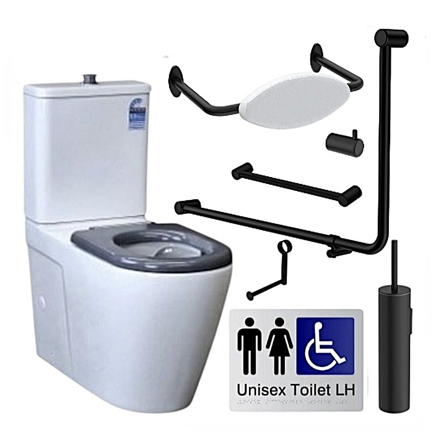 SIGNATURE ACCESSIBLE TOILET BUNDLE - LH OR RH (MATTE BLACK) SKU:ATB02‑4