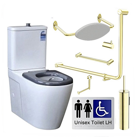 SIGNATURE ACCESSIBLE TOILET BUNDLE - LH OR RH (BRUSHED GOLD) SKU:ATB02‑6