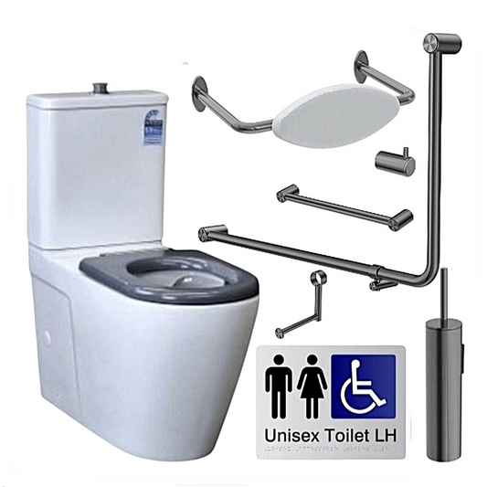 SIGNATURE ACCESSIBLE TOILET BUNDLE - LH OR RH (GUN METAL) SKU:ATB02‑8