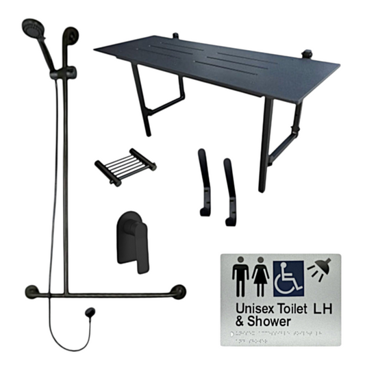 CLASSIC ACCESSIBLE SHOWER BUNDLE - LH OR RH (MATTE BLACK) SKU:ASB04‑2
