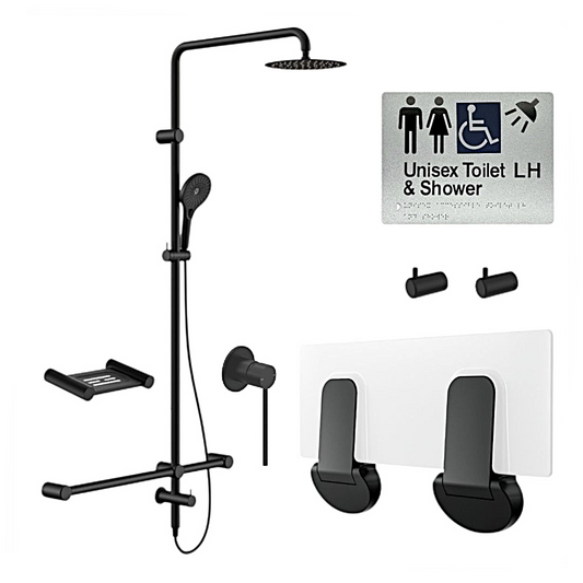 SIGNATURE ACCESSIBLE SHOWER BUNDLE - LH OR RH (MATTE BLACK) SKU:ASB04‑4