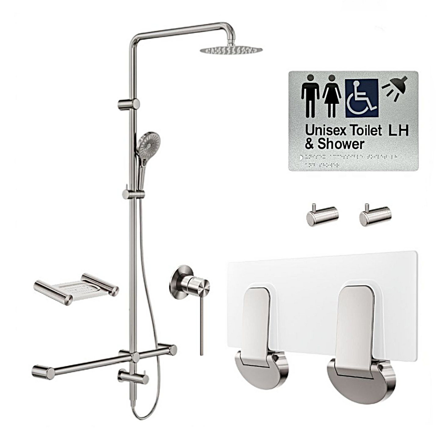 SIGNATURE ACCESSIBLE SHOWER BUNDLE - LH OR RH (BRUSHED NICKEL) SKU:ASB04‑5