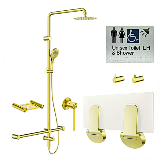 SIGNATURE ACCESSIBLE SHOWER BUNDLE - LH OR RH (BRUSHED GOLD) SKU:ASB04‑6