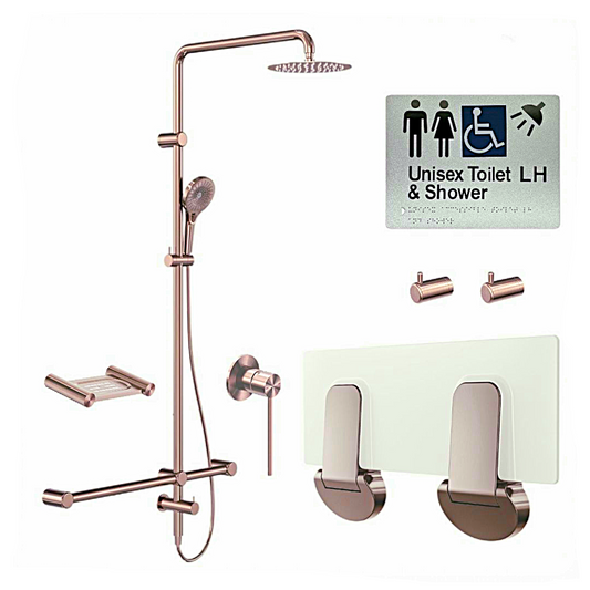 SIGNATURE ACCESSIBLE SHOWER BUNDLE - LH OR RH (BRUSHED BRONZE) SKU:ASB04‑7