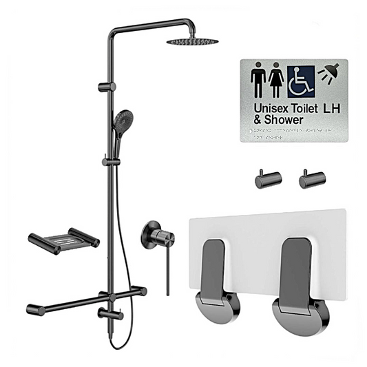 SIGNATURE ACCESSIBLE SHOWER BUNDLE - LH OR RH (GUN METAL) SKU:ASB04‑8